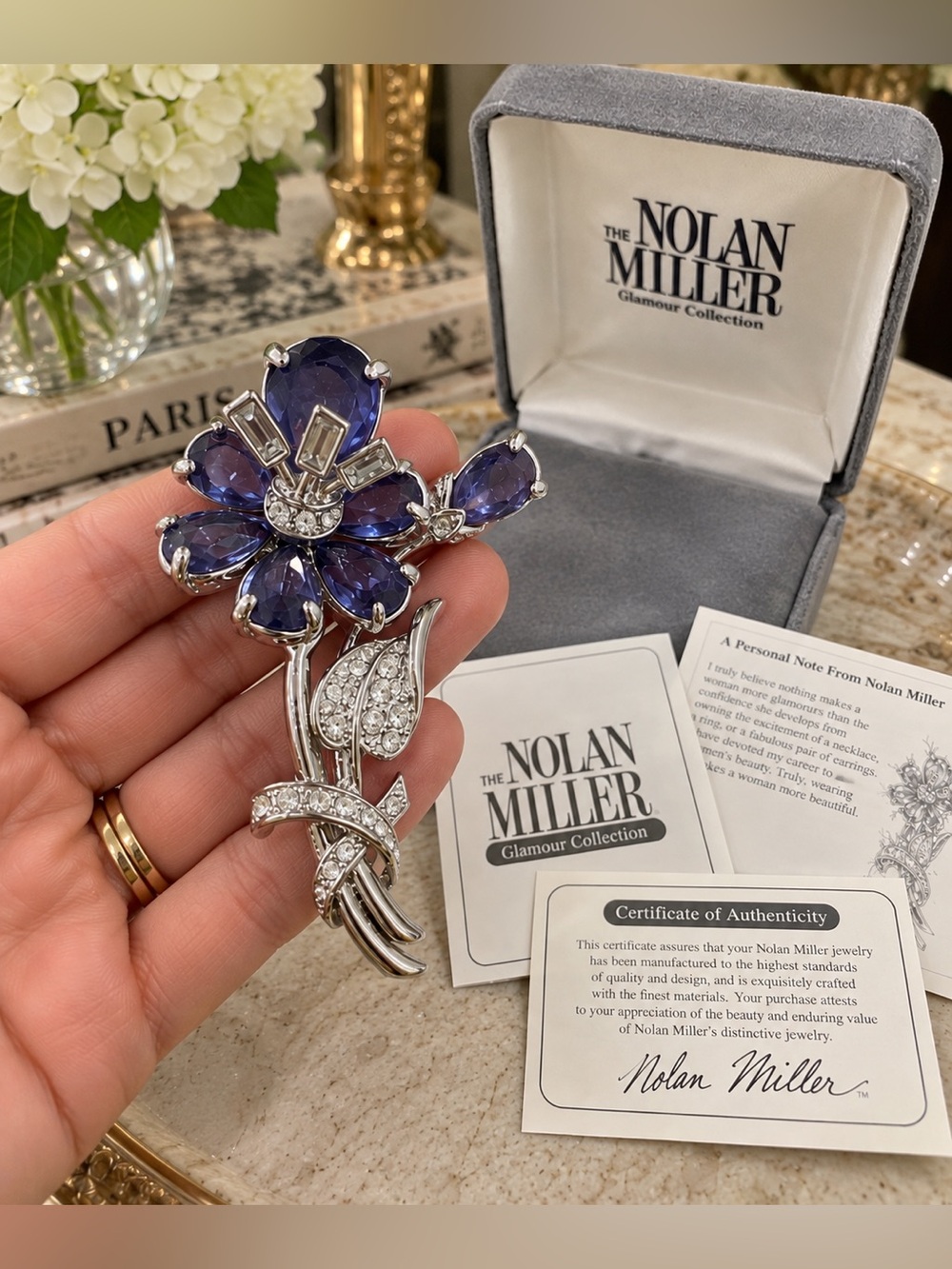 Vintage Nolan Miller Purple Floral Brooch